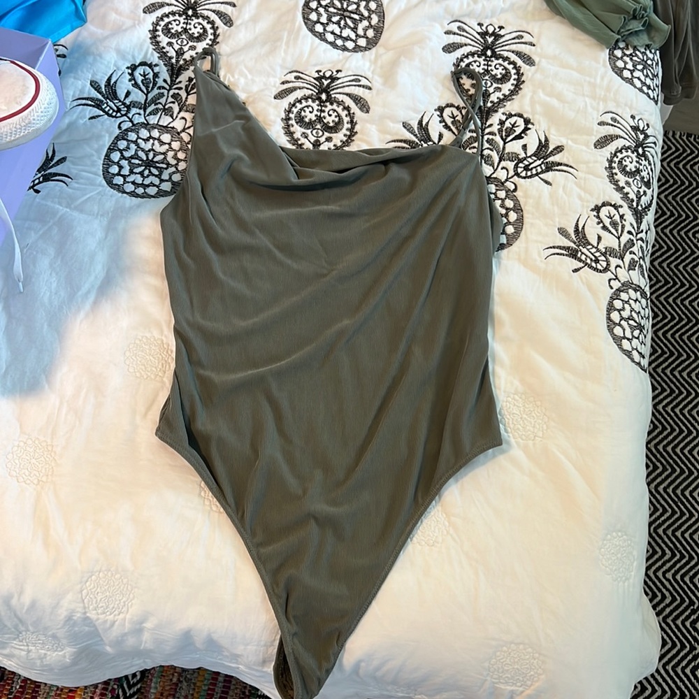 Urban outfitters Olive green asymmetrical bodysuit